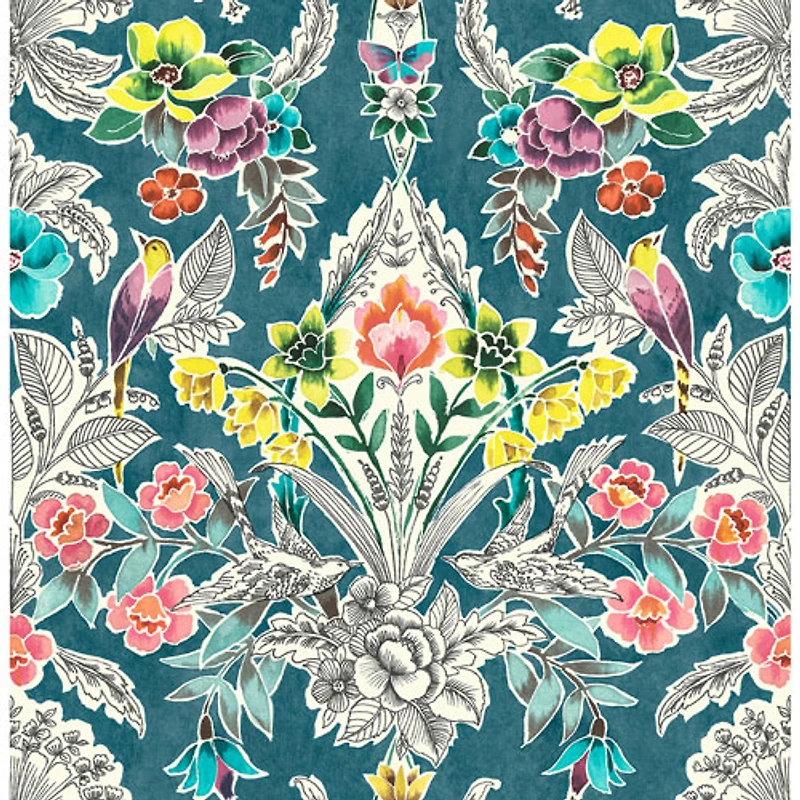 Papier peint autocollant Summer Love Teal de NuWallpaper