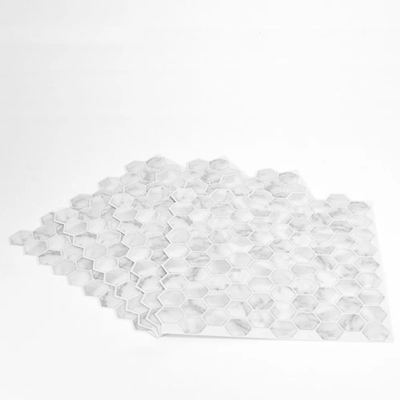 Tuiles de dosseret autocollantes Hexagon Marble d'InHome - Blanc