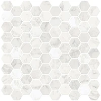 Tuiles de dosseret autocollantes Hexagon Marble d'InHome - Blanc