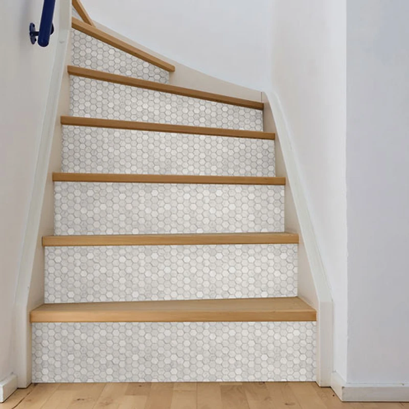 Tuiles de dosseret autocollantes Hexagon Marble d'InHome - Blanc