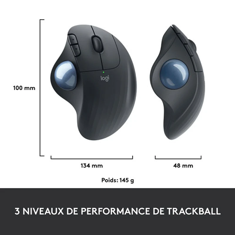 Souris à boule de commande Bluetooth ERGO M575 de Logitech - Noir