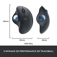 Souris à boule de commande Bluetooth ERGO M575 de Logitech - Noir