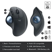 Souris à boule de commande Bluetooth ERGO M575 de Logitech - Noir
