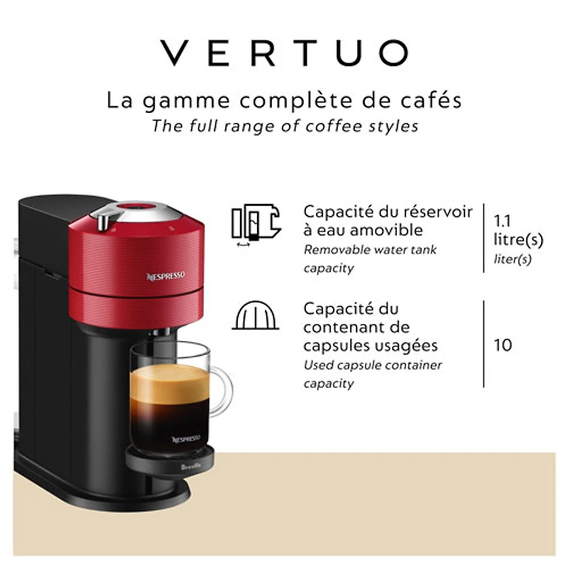 Machine à café/expresso Nespresso Vertuo Next par Breville - Rouge cerise