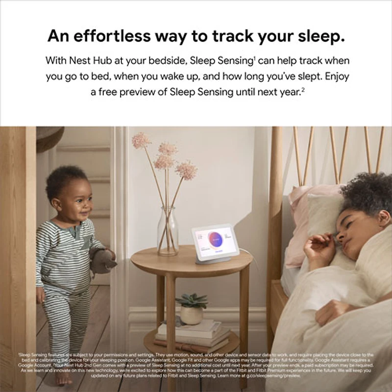 cran intelligent Nest Hub de Google (2e gén.) avec Assistant Google