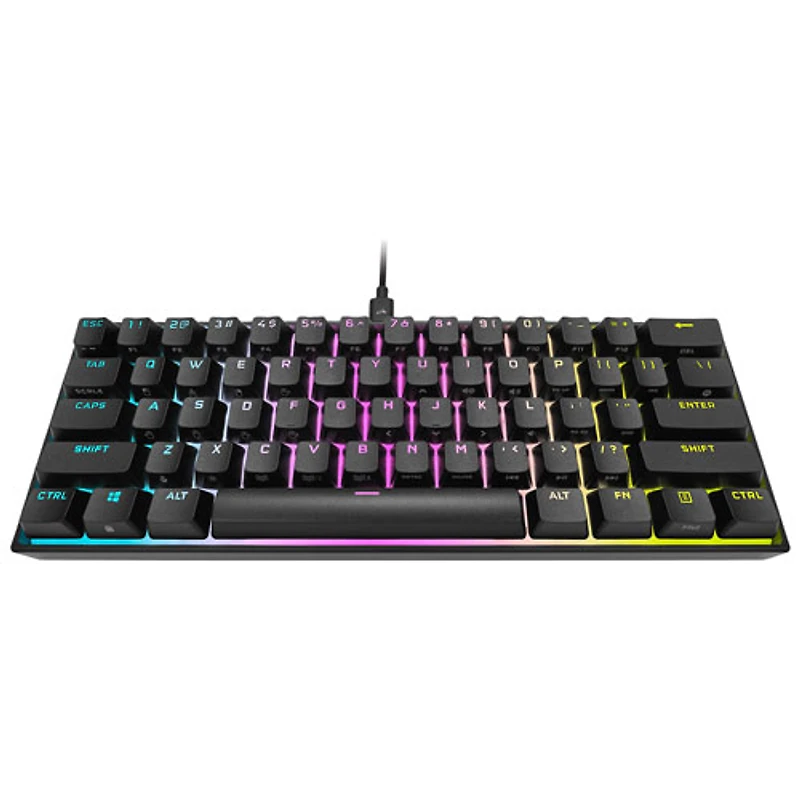 Corsair K65 Mini Backlit Mechanical Cherry MX Speed RGB Silver Gaming Keyboard - Black