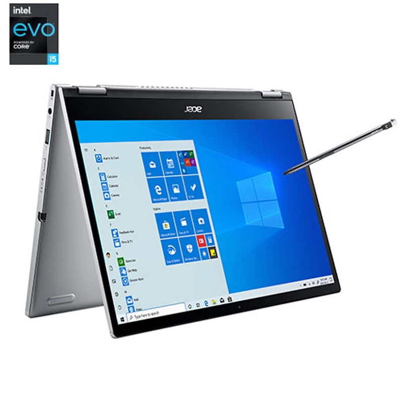 Portable tactile 2-en-1 de 13,3 po Spin 3 d'Acer - Argenté (Evo i5-1135G7 d'Intel/SSD 512 Go/RAM 8 Go/Windows 10)