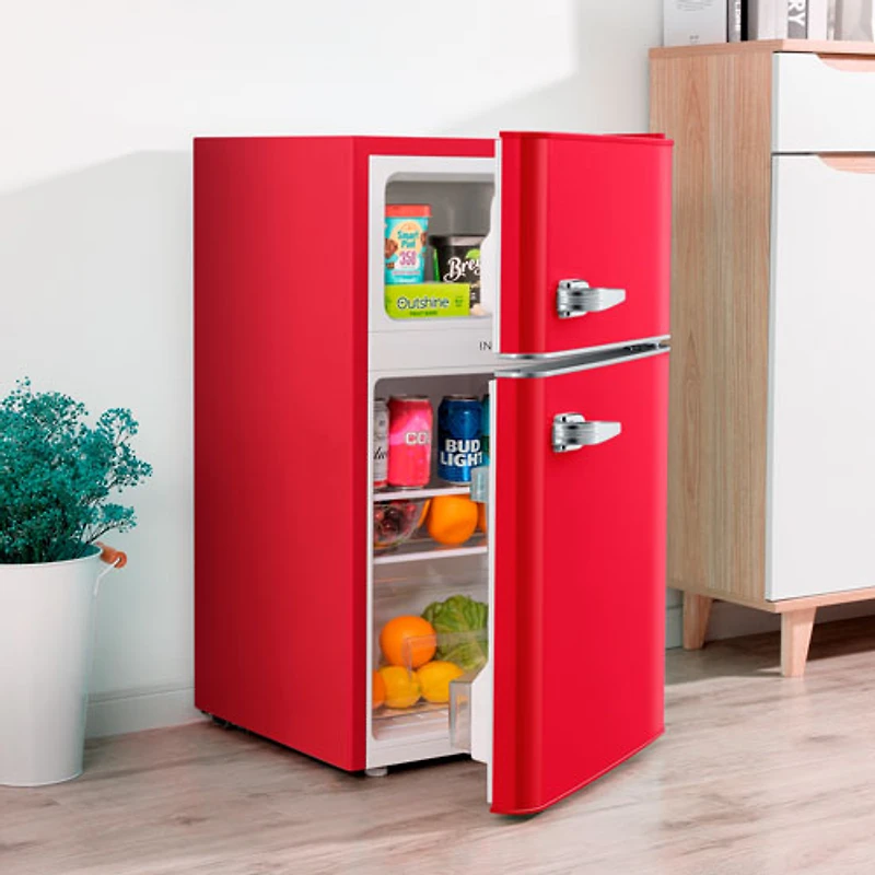 Insignia 3.1 Cu. Ft. Retro Bar Fridge w/Top Freezer (NS-CFR32MT1) - Red - Only at Best Buy