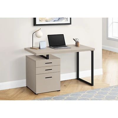 Monarch Floating 47.25"W Computer Desk with 3 Drawers - Taupe/Black