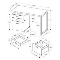 Monarch Floating 47.25"W Computer Desk with 3 Drawers - Taupe/Black