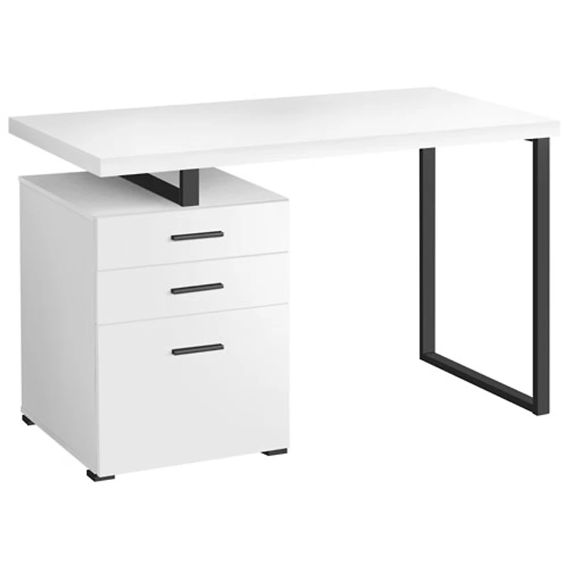 Bureau d'ordinateur flottant avec 3 tiroirs de 47,25 po de largeur de Monarch - Blanc/Noir