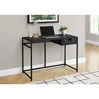 Bureau ordinateur à cadre en métal avec tiroir de 42,25 po de largeur de Monarch - Marbre noir/Noir