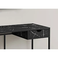 Bureau ordinateur à cadre en métal avec tiroir de 42,25 po de largeur de Monarch - Marbre noir/Noir