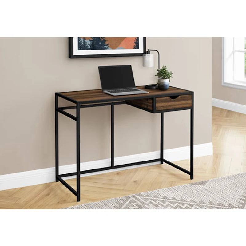 Monarch Metal-Frame 42.25"W Computer Desk with Drawer - Brown/Black