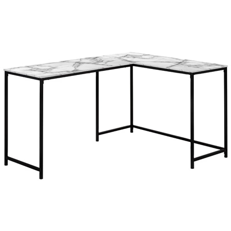 Monarch Corner 58.25"W Computer Desk - White Marble/Black