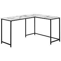 Monarch Corner 58.25"W Computer Desk - White Marble/Black