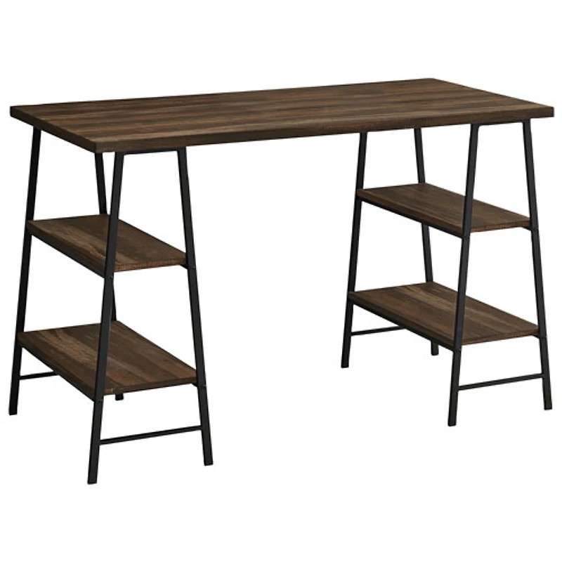 Bureau d'ordinateur de 47,25 po de largeur avec 4 tablettes de Monarch - Brun/Noir