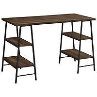 Bureau d'ordinateur de 47,25 po de largeur avec 4 tablettes de Monarch - Brun/Noir