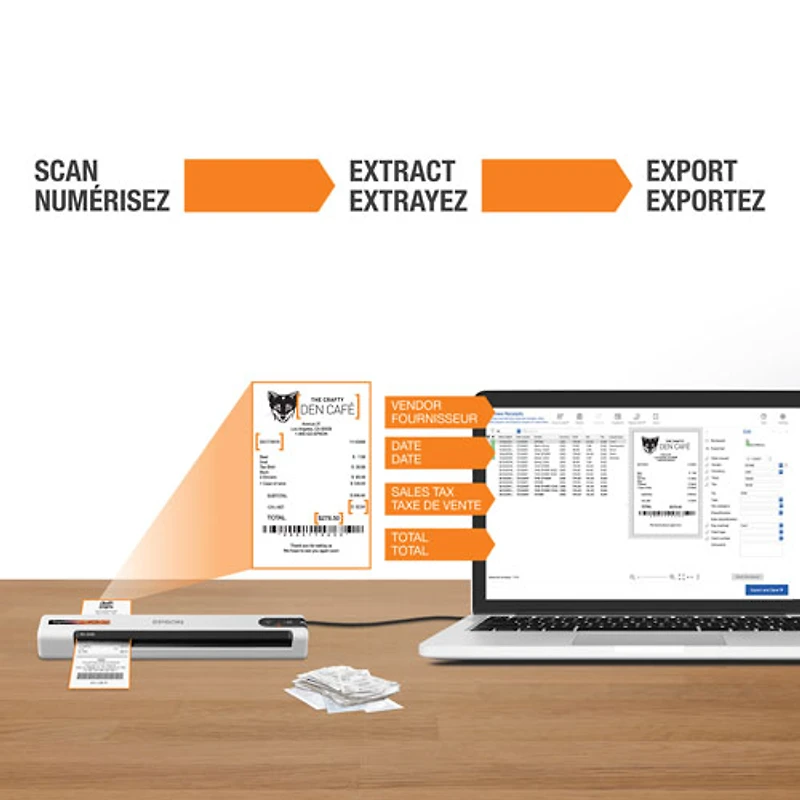 Numériseur portatif couleur documents et reçus RapidReceipt RR-60 d'Epson