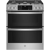 Cuisinière gaz encas. four double friture air 6,7 pi³ 30 po Profile de GE (PCGS960YPFS) - Inox
