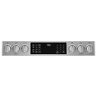 Cuisinière gaz encas. four double friture air 6,7 pi³ 30 po Profile de GE (PCGS960YPFS) - Inox