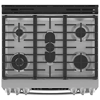 Cuisinière gaz encas. four double friture air 6,7 pi³ 30 po Profile de GE (PCGS960YPFS) - Inox