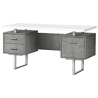 Bureau d'ordinateur flottant avec 3 tiroirs de 60 po de largeur de Monarch - Blanc/Béton