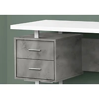 Bureau d'ordinateur flottant avec 3 tiroirs de 60 po de largeur de Monarch - Blanc/Béton