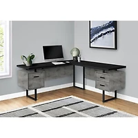 Monarch Corner 71"W Computer Desk with 3 Drawers - Black/Concrete