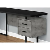 Monarch Corner 71"W Computer Desk with 3 Drawers - Black/Concrete