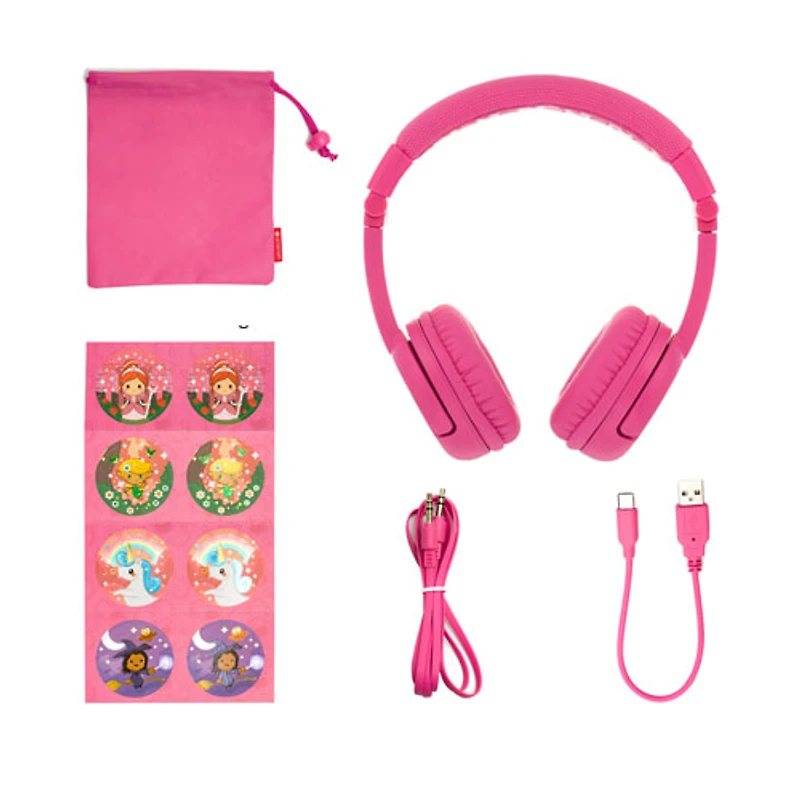 BuddyPhones PLAY+ (Plus) On-Ear Sound Isolating Bluetooth Headphones - Rose Pink