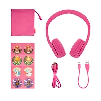BuddyPhones PLAY+ (Plus) On-Ear Sound Isolating Bluetooth Headphones - Rose Pink