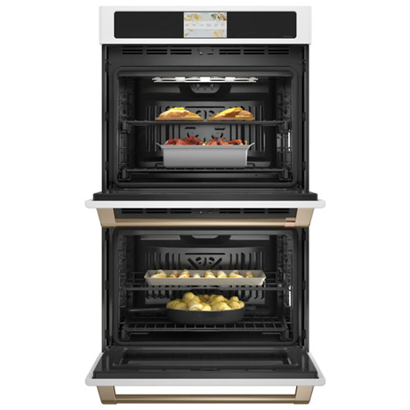 Cafe 30" 10 Cu. Ft. Double True Convection Electric Wall Oven (CTD90DP4NW2) - Matte White