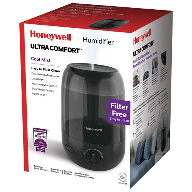 Humidificateur ultrasonique à vapeur froide Ultra de Honeywell - Noir