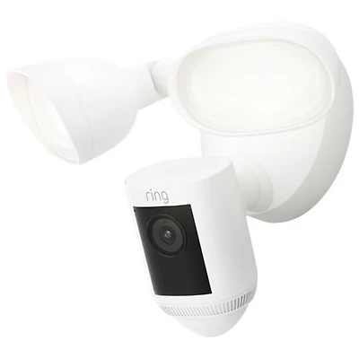 Ring Floodlight Cam Pro Wired Wi-Fi 2K Camera with Ring Vision, 2 LED Lights & 3D Motion Detection - White