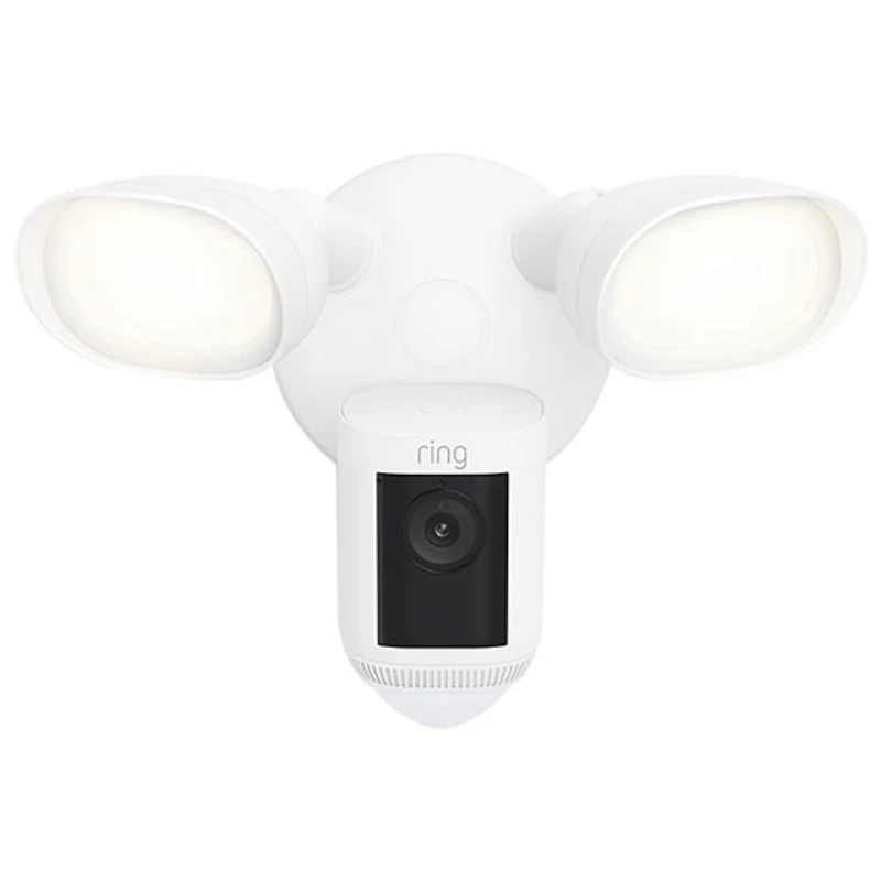 Ring Floodlight Cam Pro Wired Wi-Fi 2K Camera with Ring Vision, 2 LED Lights & 3D Motion Detection - White