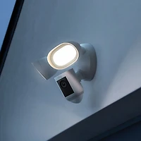 Ring Floodlight Cam Pro Wired Wi-Fi 2K Camera with Ring Vision, 2 LED Lights & 3D Motion Detection - White