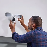 Ring Floodlight Cam Pro Wired Wi-Fi 2K Camera with Ring Vision, 2 LED Lights & 3D Motion Detection - White