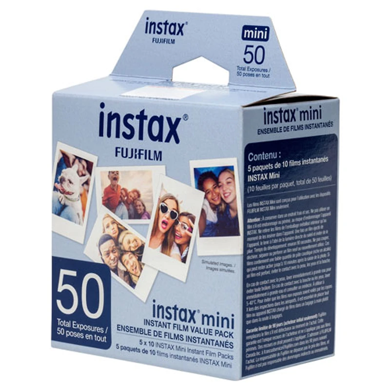 5 paquets de films à développement instantané pour Instax Mini de Fujifilm - 50 feuilles