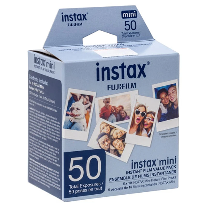 5 paquets de films à développement instantané pour Instax Mini de Fujifilm - 50 feuilles