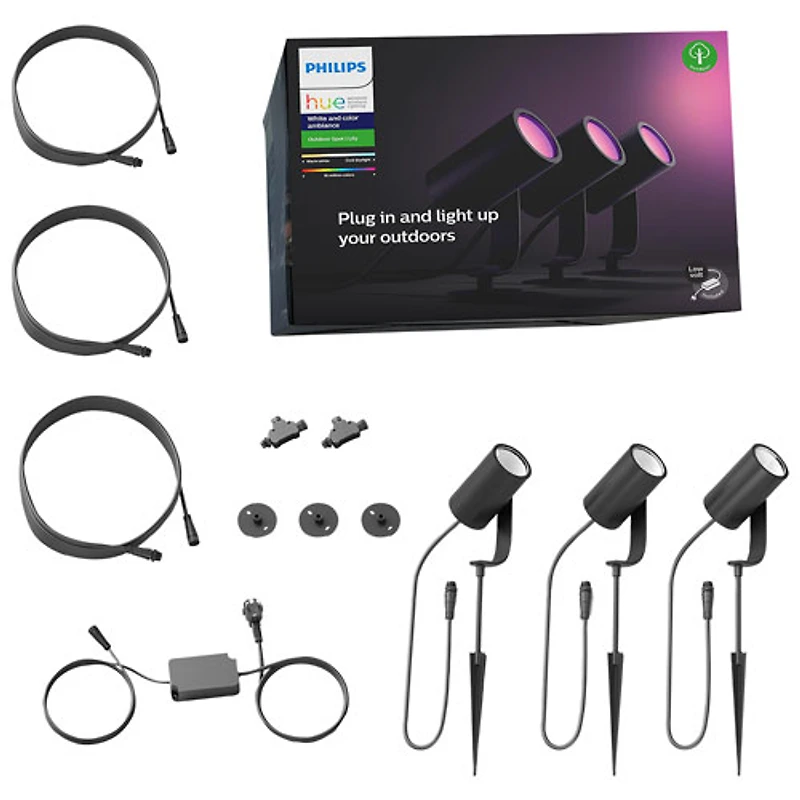 Philips Hue Lily LED Outdoor Spot Light Base Kit - 3 Pack - White & Colour Ambiance