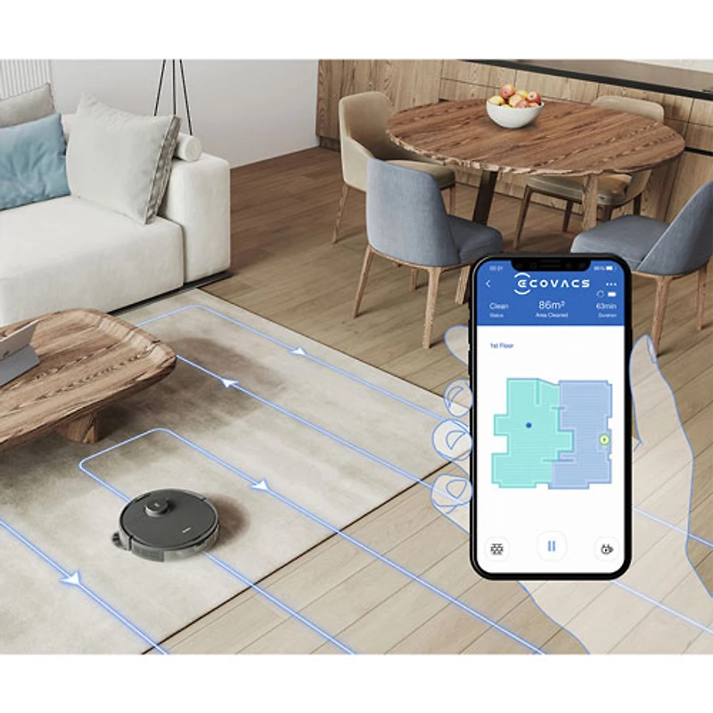 Aspirateur et vadrouille robot Deebot Ozmo N8 d'Ecovacs - Noir