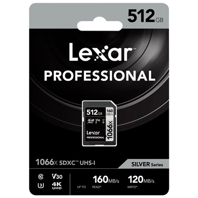 Carte mémoire SDXC UHS-I Professional 1066x 160 Mo/s 512 Go de Lexar