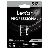 Carte mémoire SDXC UHS-I Professional 1066x 160 Mo/s 512 Go de Lexar