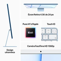 iMac de 24 po d'Apple (printemps 2021) - Bleu (M1 d'Apple/CG à 8 coeurs/SSD 512 Go/RAM 8 Go) - Ang