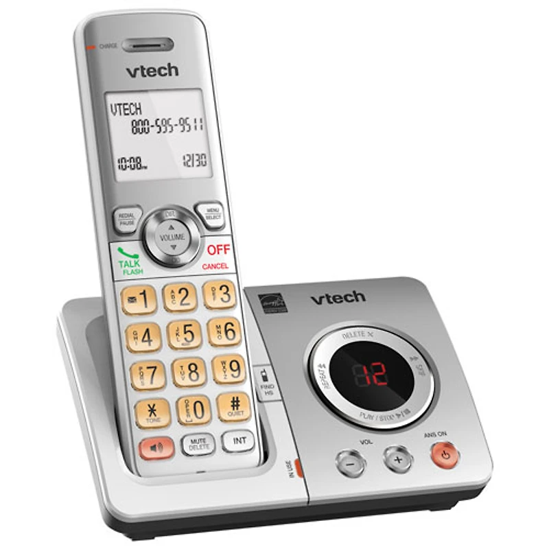 VTech DECT 6.0 3-Handset Cordless Phone w/ Answering System & Caller ID - Silver - Only at Best Buy
