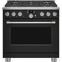 Cuisinière gaz autonome à convection à ventilateur 6,2 pi³ 36 po Café (CGY366P3TD1) - Noir mat
