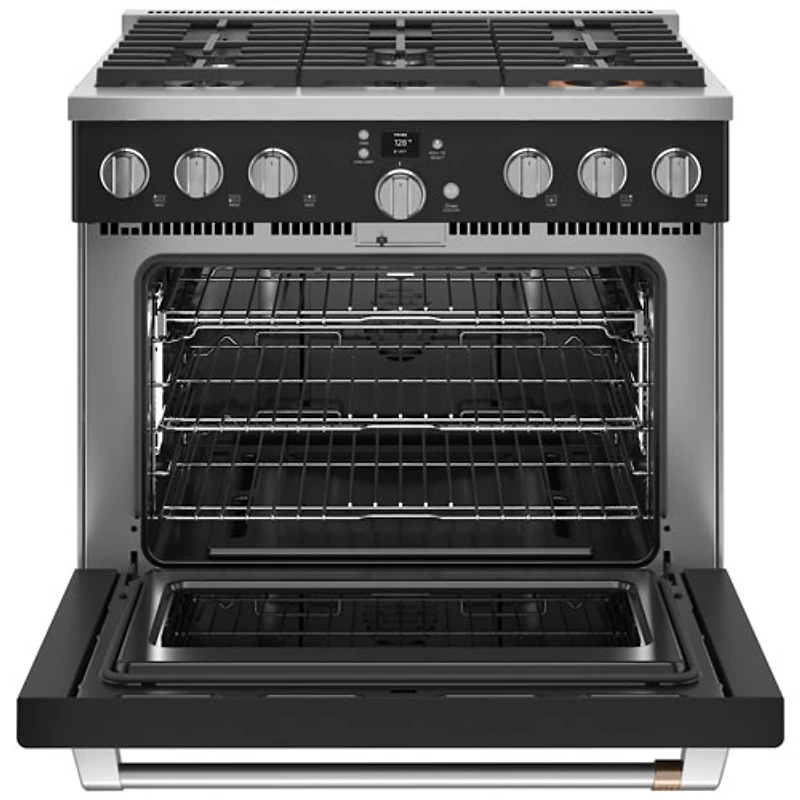 Cuisinière gaz autonome à convection à ventilateur 6,2 pi³ 36 po Café (CGY366P3TD1) - Noir mat