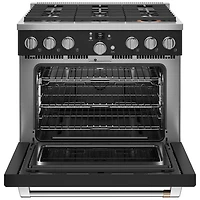 Cuisinière gaz autonome à convection à ventilateur 6,2 pi³ 36 po Café (CGY366P3TD1) - Noir mat