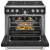 Cuisinière gaz autonome à convection à ventilateur 6,2 pi³ 36 po Café (CGY366P3TD1) - Noir mat